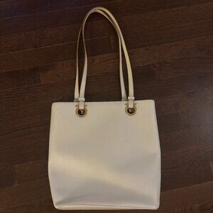 Ferragamo Cream Tote Bag with Gold Detail